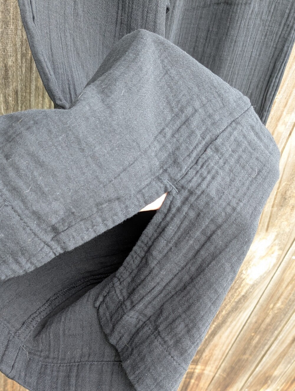 Old Navy Demi Wide Leg High Rise Crinkle Cotton Black Pant Medium - Picture 14 of 14